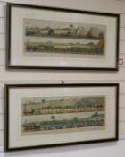 Raphael Tuck & Sons, pair of chromolithographs, Travelling on the Liverpool and Manchester Railway