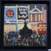 Michael Quirke (b.1946), oil on canvas, 'Piccadilly Circus', signed, 36 x 36cm
