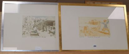 Chris Orr, 2 limited edition prints, 'Down on the farm with a little fiddle' and 'Harvest to Home!