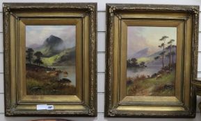 Sydney Yates Johnson, pair of oils on canvas, 'Early morning in the Cossacks', labels verso, 34 x