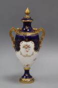 A Coalport pedestal vase and cover height 25cm