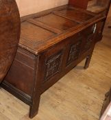 An 18th century oak coffer W.131cm