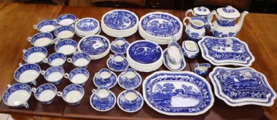A Spode blue and white 'Tower' pattern part dinner service (setting for six)