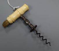 An early 19th century bone and steel corkscrew