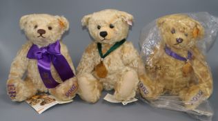 A Steiff Queen 80th bear, a Steiff Knopf mohair bear and a Steiff Golden Jubilee bear, all bagged