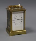 A French brass repeating carriage clock