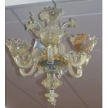 A Venetian opalescent glass six branch chandelier