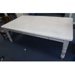 A large painted pine farmhouse table L.212cm