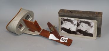 A stereoscope viewer and travel slides of photos around 1900, of Palestine , Italy and Switzerland