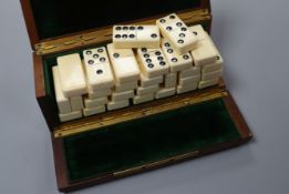 A cased domino set