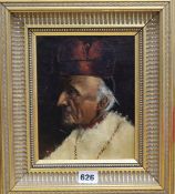 L A Burdett, The Cardinal, oil on canvas board 20 x 16cm