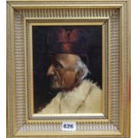 L A Burdett, The Cardinal, oil on canvas board 20 x 16cm