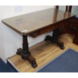 A Victorian carved rosewood library table W.122cm H.74cm D.60cm