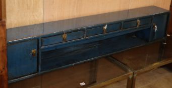 A Chinese style blue lacquer low media unit W.155cm