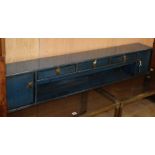 A Chinese style blue lacquer low media unit W.155cm