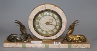 An Art Deco marble mantel clock