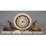 An Art Deco marble mantel clock