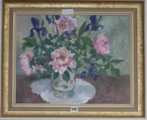 Howard Bowen, oil on canvas, Still life of Peonies, signed 40 x 50cm