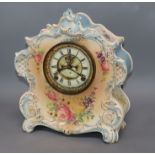 A Royal Bonn "La Vogue" porcelain mantel clock with American movement