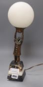 An Art Deco figure converted to a lamp overall height 36.5cm