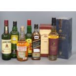 Eight bottles of assorted Whiskies including Hedonism, Cutty Sark, Johnnie Waller and J.B.
