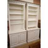 Two cupboards with shelves W.98cm