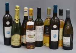 Nine bottles of wine including Monbazillac, Sancerre and Vouvray