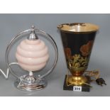An Art Deco table lamp and another
