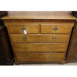 A George III oak and mahogany five drawer chest W.117cm