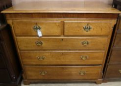 A George III oak and mahogany five drawer chest W.117cm