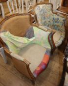 A pair of French beech tub chairs