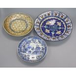 Three Safavid / Qajar dishes largest 30.5cm