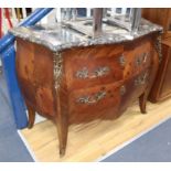 An early 20th century Louis XV style marble top commode chest W.117cm