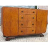 A 1930s Art Deco walnut dining table and sideboard L.166cm and sideboard W.138cm