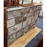 A pine bank of drawers W.149cm
