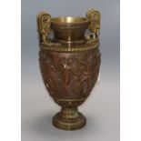 A neo-classical copper and bronze urn height 29cm