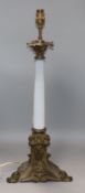 A Victorian gilt metal and glass lamp height 48cm