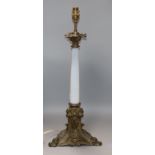 A Victorian gilt metal and glass lamp height 48cm