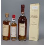 Four bottles of Armagnac: Chateau de Pellehaut and one bottle of 20 cl Tariquet Bas Armagnac
