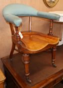 A Victorian mahogany tub back desk chair