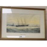 Frederick James Aldridge, watercolour, The Steam Yacht 'Aries', signed, 29 x 52cm