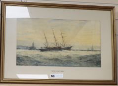 Frederick James Aldridge, watercolour, The Steam Yacht 'Aries', signed, 29 x 52cm