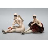 Two 1920's bisque masquerade figures