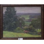 Studio of Dorothy King, oil on canvas, Cattle in a landscape 40 x 50cm