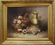 Continental School (20th century), oil on canvas, Still life, indistinctly signed, 49 x 63cm