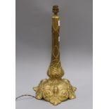 An Art Nouveau brass table lamp height 38cm