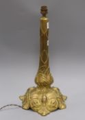 An Art Nouveau brass table lamp height 38cm