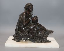 A 19th century bronze seated figure of Hypatia of Alexandria height 27.5cm