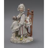 A Vienna style figure of a mother and child height 17.5cm