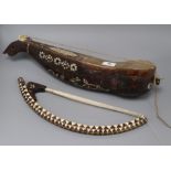 An Ottoman musical instrument and bow 54cm long